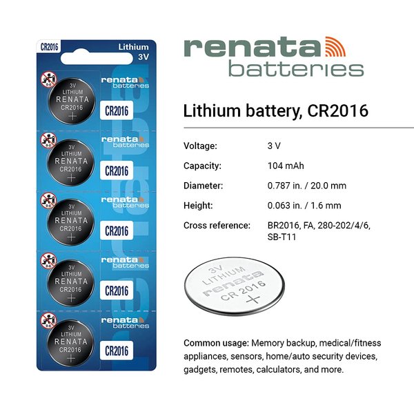 Renata) Lithium Battery 3V (CR2016) (Swiss Made)