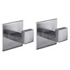 Flybath Coat Hook SUS 304 Stainless Steel Square Towel Robe Hooks Wall Mounted Self Adhesive (No Drilling), Brushed Finish - 2 Pack