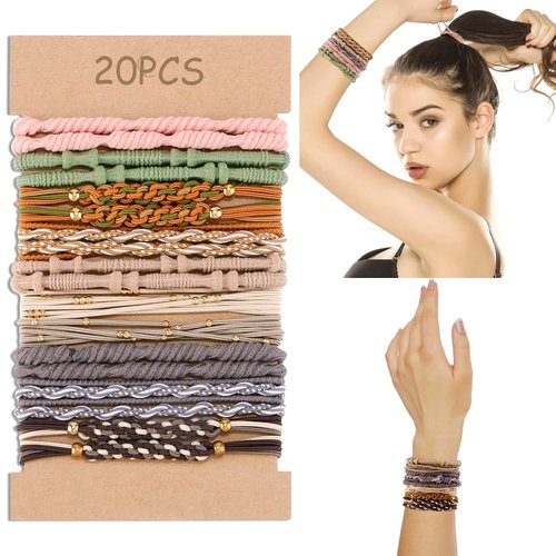 CHANACO Hair Ties for Women, Boho Hair Ties, Bracelet Hair Ties, Hair Ties No Damage, Hair Ties for Think Hair, Hair Ties for Thin Hair, Elastic Hair Ties, Cute Hair Accessories for Ponytail Holders