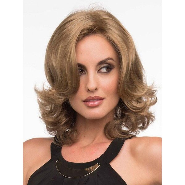 SEVENCOLORS Short Blonde Wavy Wigs for White Women Natural Layered Curly Bob Wigs Side Part Synthetic Hair Brown Wigs for Women