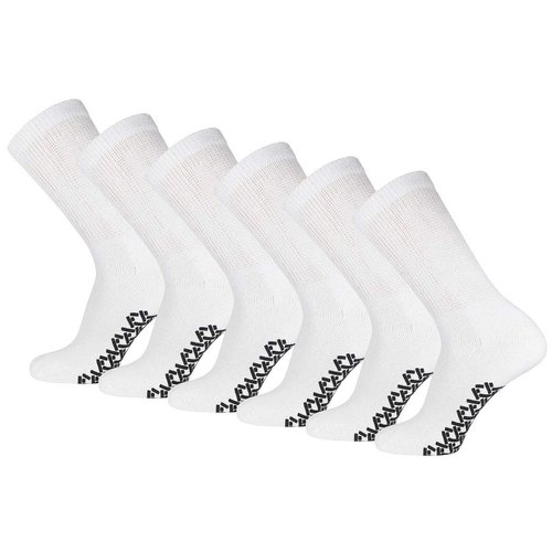 Men's Women Diabetic Loose Top Therapeutic Anti Slip Non Skid Gripper Soft Cotton Full Cushioned Crew Socks (US, Numeric, 9, 11, Regular, Regular, White - 6 Pair)