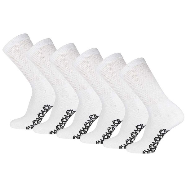Men's Women Diabetic Loose Top Therapeutic Anti Slip Non Skid Gripper Soft Cotton Full Cushioned Crew Socks (US, Numeric, 9, 11, Regular, Regular, White - 6 Pair)