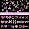 Assorted 3D Nail Gems Charms, Cross Planet Heart Cherry Nail Jewelry Charms, Pink Butterfly Bows Flower Heart Star Moon Acrylic Nail Charms for Nail Art DIY Decal Manicure Accessories