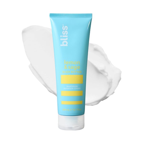Bliss Lemon and Sage Body Butter - Maximum Moisture Cream - 6.7 Fl Oz Lotion for Dry Skin - Long-Lasting Moisturizer for Women & Men - Vegan and Cruelty-Free