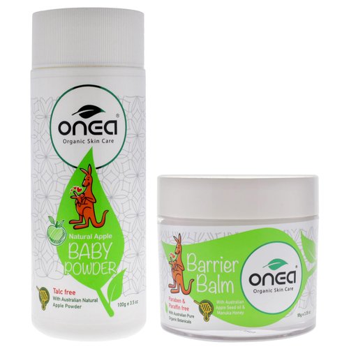 ONEA Baby Barrier Balm and Natural Apple Baby Powder - Talc-Free Natural Body Powder - Gentle Diaper Rash Cream for Sensitive Skin - 2 pc