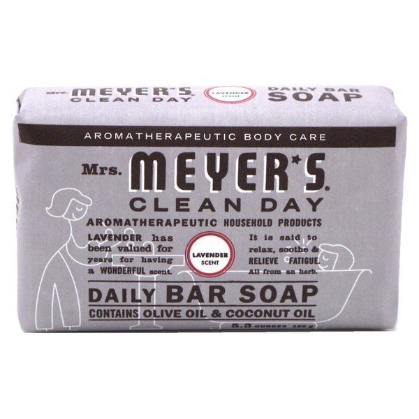 Mrs Meyers Bar Soap Lavender 5.3 Ounce (156ml) (3 Pack)