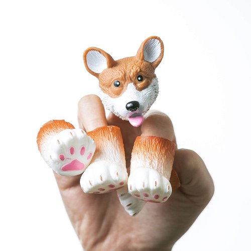 AQKILO Corgi Finger Puppet Set, Animals Puppet Show Theater Props, Novelty Toys Weird Stuff Gifts