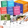 QUOKKA 520 Sight Words Flash Cards for Kids Adults - from Pre-K to 3rd Grade | 5 Levels, Bold Font, Jumbo Size, Dry Erase Reusable Cards with Realistic Images & Rings | Based on Dolch & Fry Word Lists