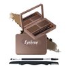 Eyebrow Powder Kit-2 Colors Soft Eye Brow Tinted Powder Palette, Waterproof & Long Lasting Dark/Light Brown Brow Filler, Professional Eyebrow Contour Makeup for Women with Mirror Brow Brush & Razor-1#