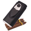 AMANCY Classic Black Leather 3 Fingers Cigar Case with Cedar Wood Lining,Silver Stainless Steel Cutter Contained