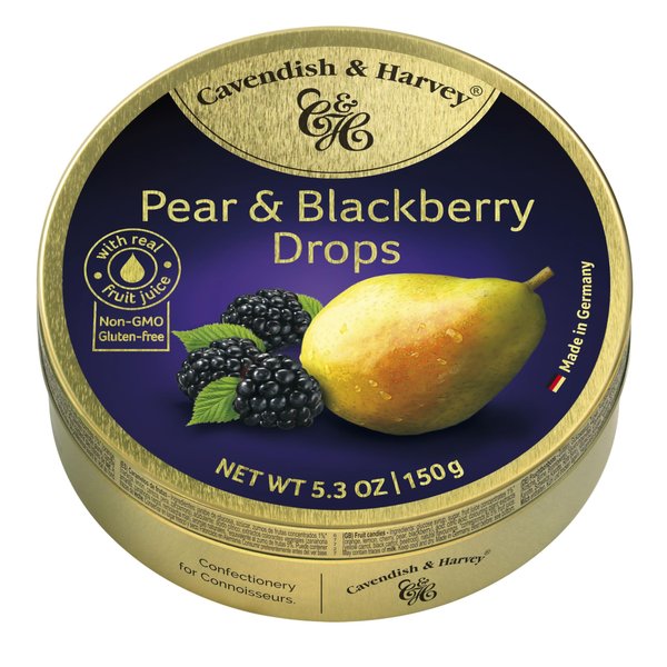 Cavendish & Harvey | Pear and Blackberry Hard Candy Drops | 5.3 Ounce Tins - 3 Pack
