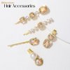 CAKURE Rhinestone Hair Clips Gold Champagne Crystal Hairpins Pearl Hair Barrettes Gift Decorative Hair Accessories for Women and Girls (Pack of 5) (a-champagne)