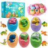 Dino Egg Bath Bombs for Kids - Valentines Day Gifts, XL Bath Bombs with Surprise Toys Inside, Dinosaur Toys Natural Bath Bomb Bubble Bath Kids,Fizz Bathbombs Gift Set for Easter Birthday, Boys Girls