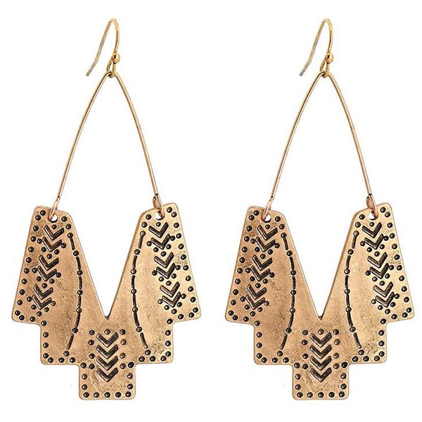 Zealmer Gold Geometric Earrings Statement Vintage Boho Ethnic Earrings Hollow Out Fan Shape Dangle Drop Earrings for Women Girls Birthday Christmas Valentines Day Gift