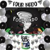Sursurprise Tornado Birthday Party Decorations, Fournado 4th Fourth Birthday Party Supplies, FOUR NADO Backdrop Banner Cake Topper Balloons for 4 Years Old Boys Girls