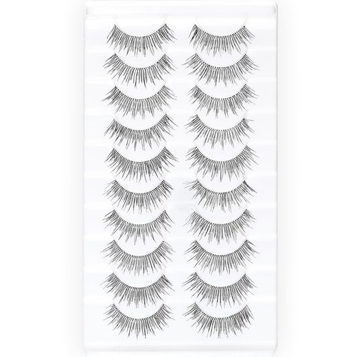 KSYOO Light Volume False Lashes Natural Look, Thin Band False Eyelashes Natural Look, Medium-Length Rounded lashes Seamlessly with Your Natural Lashes -10 Pairs (Natural N20)