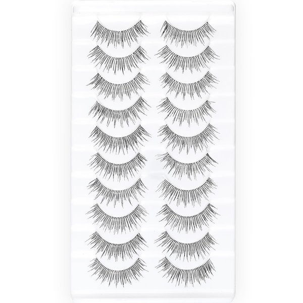 KSYOO Light Volume False Lashes Natural Look, Thin Band False Eyelashes Natural Look, Medium-Length Rounded lashes Seamlessly with Your Natural Lashes -10 Pairs (Natural N20)
