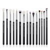 Jessup Eye Makeup Brushes Set Professional 15pcs with Eyeshadow Blending Concealer Eyebrow Eyliner Brush (Pearl Black/Silver)