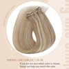 Sunny Hair Beaded Weft Hair Extensions Human Hair 50G Micro Bead Weft Hair Extensions Real Human Hair Straight Weft Hair Extensions with Micro Beads Easy Weft Ash Blonde with Bleach Blonde 20 inch