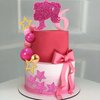 36 PCS Hot Pink Girl Cake Topper Balls Cake Decorations with Pink and Gold Balls Shiny Stars for Wedding Baby Shower Anniversary Girl Birthday Themed Party Supplies (Stars)
