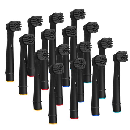 WuYan 16pcs Bamboo Charcoal Brush Heads for Oral B, Replacement Heads Rotation Type Electric Toothbrush Heads, for Pro Health/Triumph/Advance Power/3D Excel, Black Family Pack