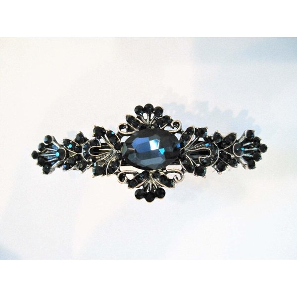 Small blue crystal hair barrette clip bridal clip bridal barrette gothic hair
