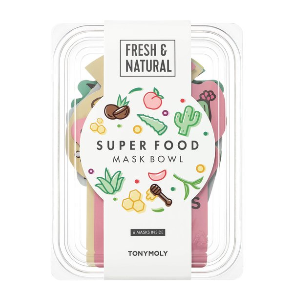 TONYMOLY Super Food Mask Bowl, Sheet Face Mask Set to Replenish & Hydrate Tired Skin, 0.74 oz