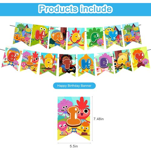 Super Simple Songs Party Supplies,Birthday Party Decorations for Super Simple Songs for Fans with happy birthday banner,cake topper ,balloons for Music theme birthday party decorations