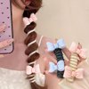 Double Bows Spiral Hair Ties No Damage Telephpone Line Hairties Plastic Coil Hair Ties for Women Teleties Ponytail Holders Telephone Cord Hair Bows Hair Elastics Bow Hair Tie Girls Hair Accessories