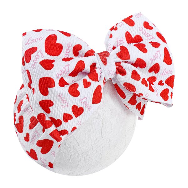 YanJie Valentines Baby Girls Headbands Red Heart Newborn Bow for Baby Girls Wide Headbands Handmade Valentines Day Hair Bows Accessories for Infant Toddlers Kid Red Big Heart