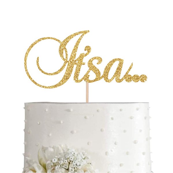 Gold Glitter It's a. cake topper, gender reveal boy or girl or boy cake topper, baby shower party decorations, supplies