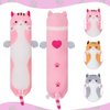 Sausudols Long Cat Plush Body Pillow, Cute Cat Plush Toy Pillows with Wings, Stuffed Animals Kitten Soft Plushies Gifts for Kids Girls Girlfriend(Pink, 19.6in/50cm)