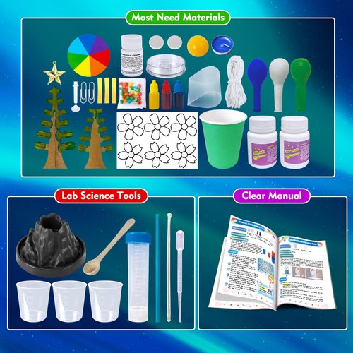 YOPINSAND 53 Experiments Science Kits for Kids Boys Girls, S.T.E.M Activities Educational Scientist Toys Gifts,Volcano,Chemistry Set,