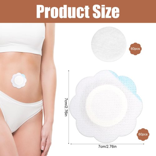 60pcs Castor Oil Wrap for Belly Button, Spunlace Cloth Small Castor Oil Belly Button Pack Wrap Pad Sticker Disposable Self-Adhesive Highly Absorbent Organic Cover Compress Patches(Oils Not Included)