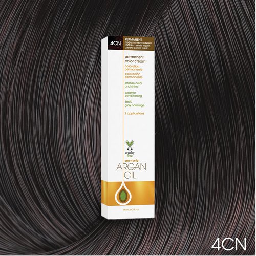 One N' Only Permanent Hair Color - Permanent Hair Dye Made with Argan Oil - Delivers Rich, Accurate Tones with Gray Coverage - Improves Moisture & Elasticity - 4CN Medium Cinnamon Brown (3 oz)