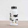 Ambesonne Cartoon Aluminum Water Bottle, Penguin Cartoon Waving Standing Sliding Smiling Animal Humor Antarctica, Insulated Spill-Proof Travel Sports Water Bottle, 16.9 OZ, Orange Black