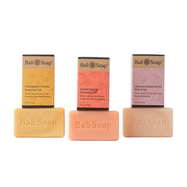 Bali Soap - Tropical Fresh - Daily Essential Oil Bar Soap Set - 3 pc Variety Pack - Handmade Moisturizing Natural Glycerin Soap for Body & Face - Vegan and Biodegradable - 3.5oz Bars