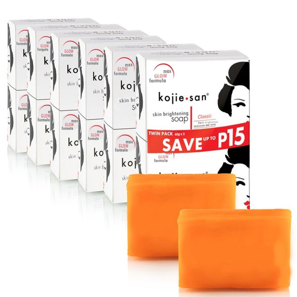 Kojie San Skin Brightening Soap - Bundle Pack - Original Kojic Acid, Dark Spot Remover Bar Soap with Coconut & Tea Tree Oil – 65g x 24 Bars