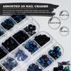 Kikonoke 2 Boxes 3D Flower Nail Charms Butterfly Bow Snake Rabbit Bear Shaped Nail Art Rhinestones Gems for DIY Nail Art Decoration Making Craft (Black)