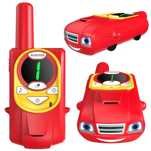Auto Kids Walkie Talkies,Toys for 3-12 Year Old Boys Girls,3 Channels 2 Way Radio Toy, 2 Miles Range for Outdoor, Camping, Hiking (Red)
