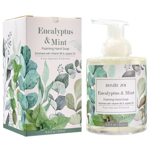 ROMIIE ZOI Foaming Hand Soap with Gift Box- Eucalyptus & Mint - Gentle & Moisturizing Formula - 500ml/ 16.8oz