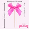 Bow Cupcake Toppers, Ribbon Bow Cake Topper for Baby Shower Cake Decor Girls Bow Coquette Themed Birthday Party Decorations (Rose Red)