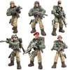 MEIEST 6 PCS Mini Soldier Military Action Figures, Army Model Building Block Toys with Multiple Military Weapons Accessories,Party Favors Set for Kids (Wolf Attack Team)