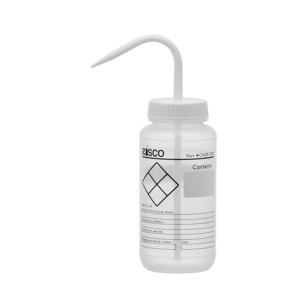 EISCO Chemical Wash Bottle, Blank Labels, 500ml - Wide Mouth, Self Venting, Low Density Polyethylene - Performance Plastics Labs
