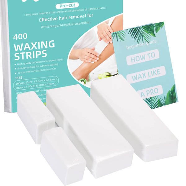 Uralili 400 Pieces Wax Strips Non-Woven Waxing Strips Kit For Hair Removal. 3 x 9'' Body Epilating Wax Strips & 1.5 x 4'' Facial Wax Strips Paper(White)