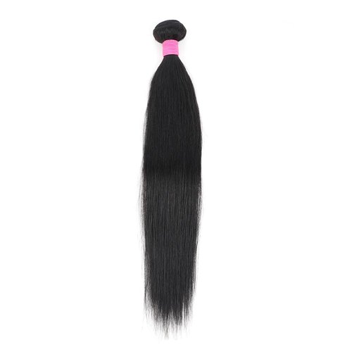 Straight Human Hair 1 Bundle 100% Unprocessed Brazilian Virgin Remy Hair 10A Weave Bundles Double Machine Weft Hair Extensions Short/Medium Long Length for Women Natural Black Color 16 Inch