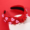 Valentine’s Day Heart Headbands for Women Valentine’s Day Accessories Jeweled Beaded Heart Knotted Headband Pink Red Rhinestone Wide Top Knot Headband Valentine Party Favors Gifts (Heart Headband 5)