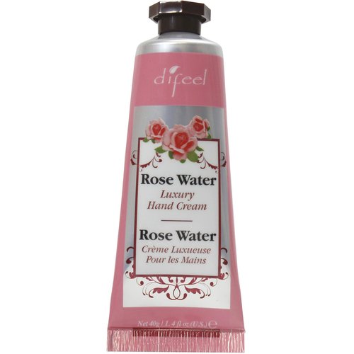 Difeel Invigorating Hand Cream- Rosewater with Pure Natural Oil and Vitamin E 1.4 ounce (6-Pack)
