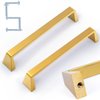 iZINC 5 Pack Solid Zinc Glod Drawer Pulls,6 1/4 Inch/160mm Brushed Gold Cabinet Pulls,Modern Dresser Handles,Kitchen Hardware for Bathroom and Cabinet