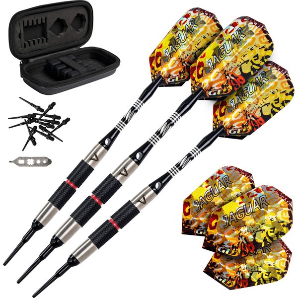 Viper Jaguar 80% Tungsten Soft Tip Darts with Storage/Travel Case, Coarse Knurling, 18 Grams
